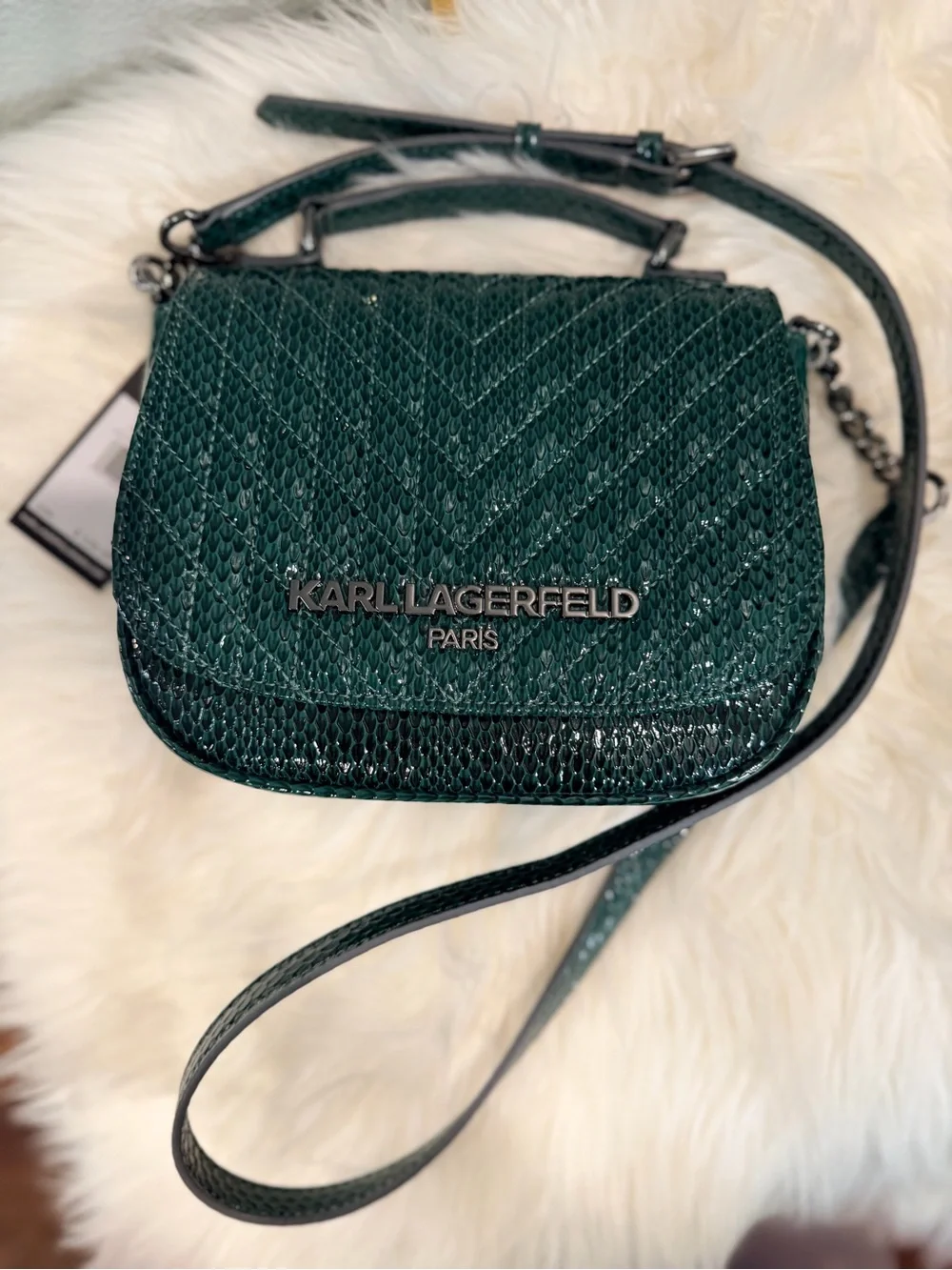 Karl Lagerfeld Emerald Quilted Crossbody Bag